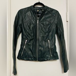 Guess Faux Leather Jacket Green Small